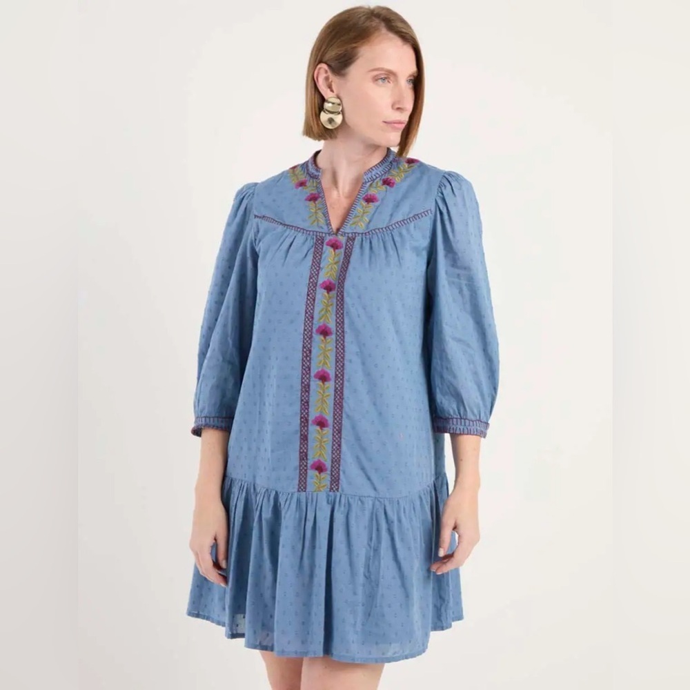 Maggy London blue enbroidered midi dress size 3x - Picture 5 of 9
